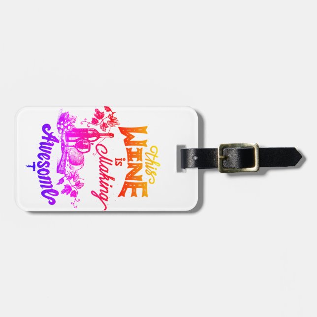 wine lover , editable luggage tag (Front Horizontal)
