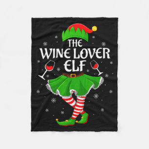 Wine Lover Elf Christmas Family Girls Women Elf Sq Fleece Blanket