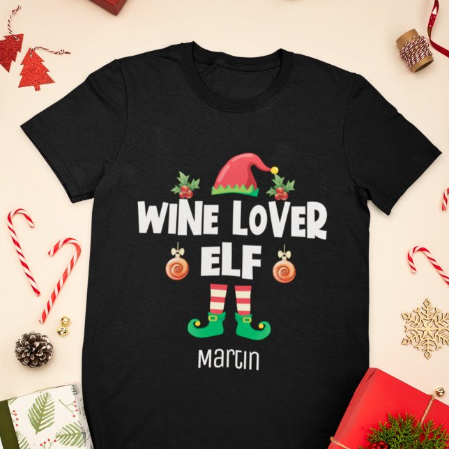 Wine lover elf Christmas family outfit name T-Shirt (Creator Uploaded)