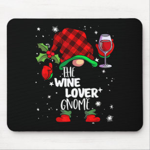 Wine Lover Gnome Red Buffalo Plaid Matching Family Mouse Pad