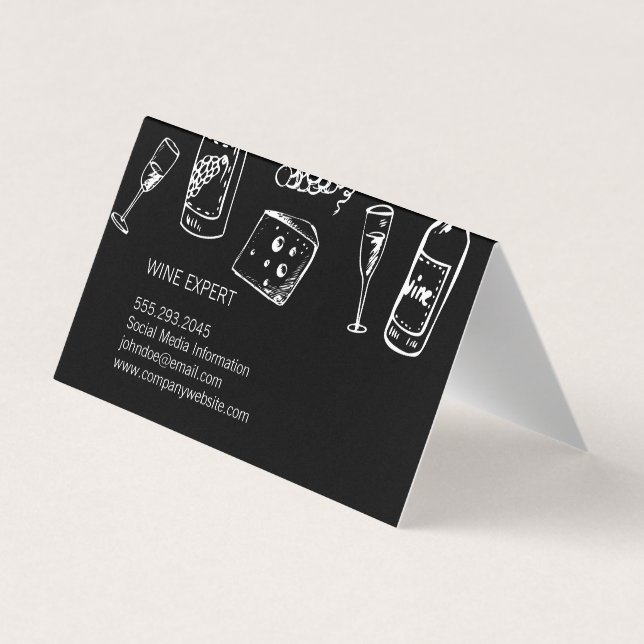 Wine Lover Marble Black Colour Block Business Card (Back)