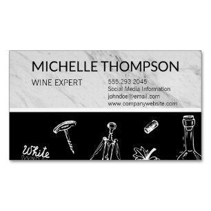 Wine Lover Marble Black Colour Block Magnetic Business Card