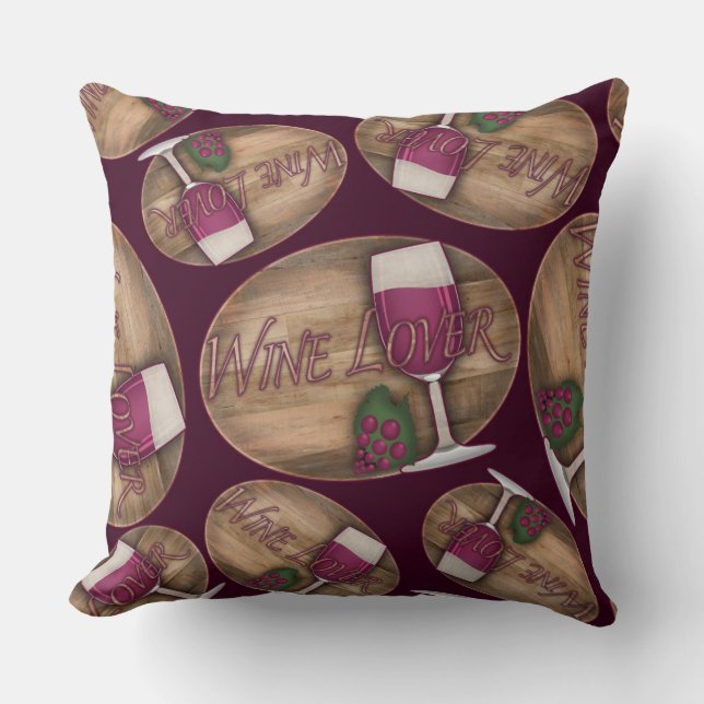 Wine Lover on Wood Oval Cushion (Front)