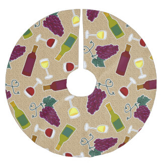 Wine Lover Pattern Brushed Polyester Tree Skirt
