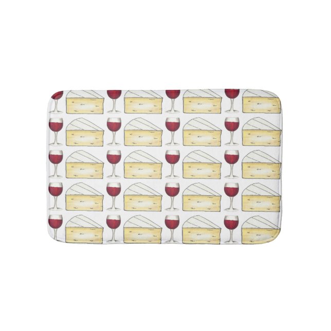 Wine Lover Red Wine Glass Brie Cheese Winery Bath Mat (Front)