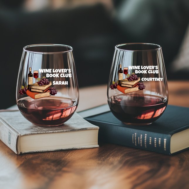 Wine Lover’s Book Club with Personalised Names Stemless Wine Glass (Creator Uploaded)