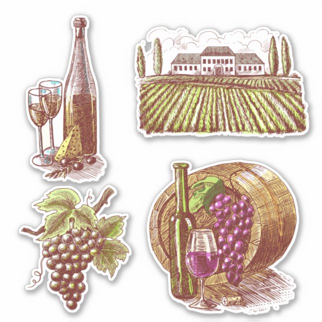 wine lover  set  sticker (Front)