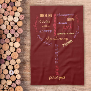 Wine Lover Typography Glass Tea Towel