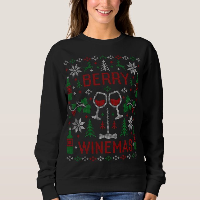 Wine Lover Wine Drinking Ugly Christmas Sweater Pa (Front)