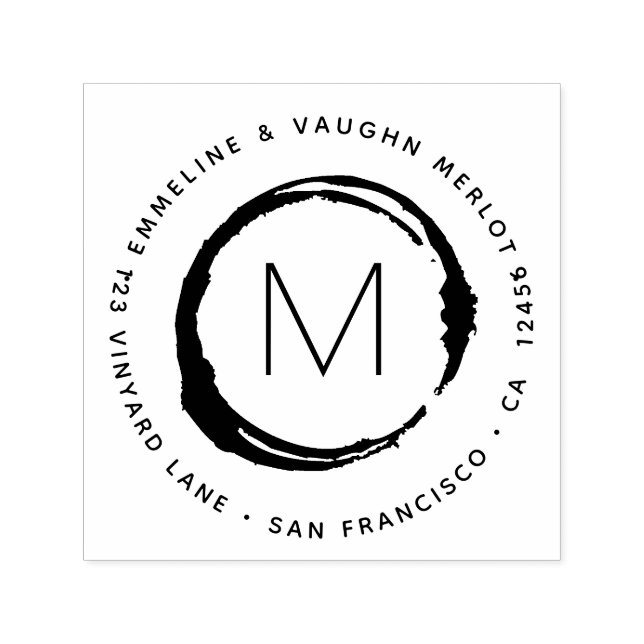 Wine Lover with Monogram Glass Circle Stain Self-inking Stamp (Design)