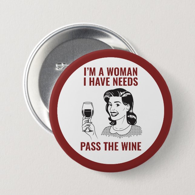Wine Lover Women Button (Front & Back)