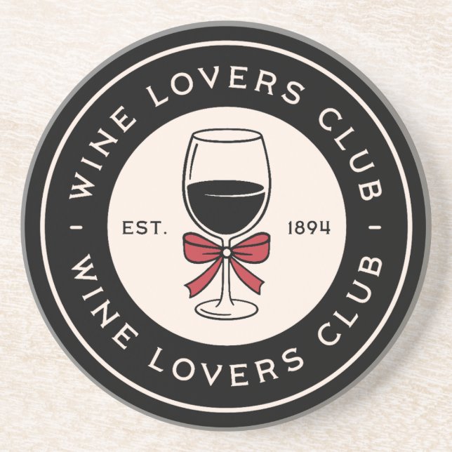 Wine lovers club fancy black aesthetic coaster (Front)