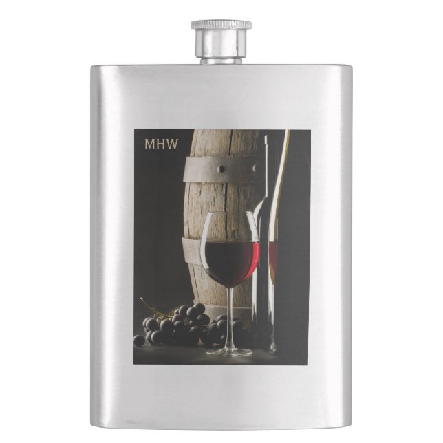 Wine Lover's custom monogram flask (Front)