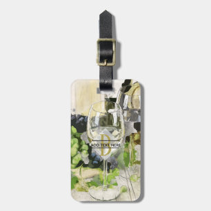 Wine Lovers Gift - Stylish MONOGRAM Illustrated Luggage Tag