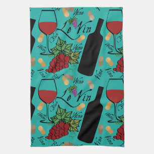 Wine Lovers Motif Custom Tea Towel