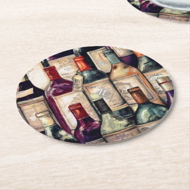 Wine Lovers Round Coasters (Angled)