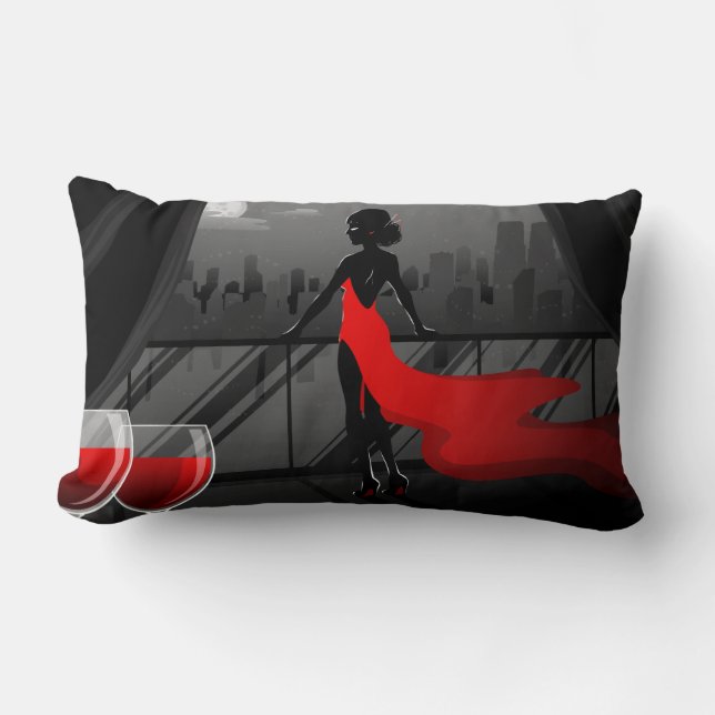_wine lumbar cushion (Front)
