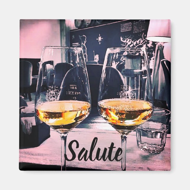 Wine Magnet with Italian Word for Cheers (Front)