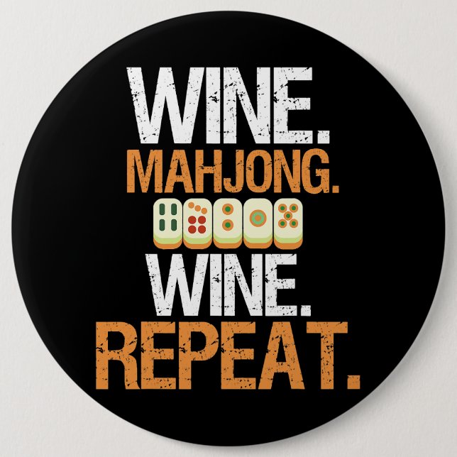 Wine Mahjong Wine Repeat Casino Player Gambling De 6 Cm Round Badge (Front)