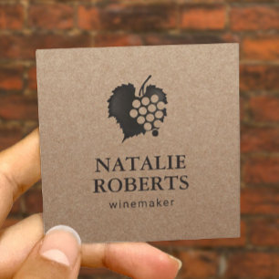 Wine Maker Sommelier Rustic Kraft Minimalist Square Business Card