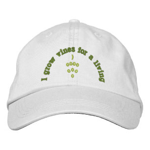 WINE MAKER, WINE MAKING, GRAPES, EMBROIDERED HAT