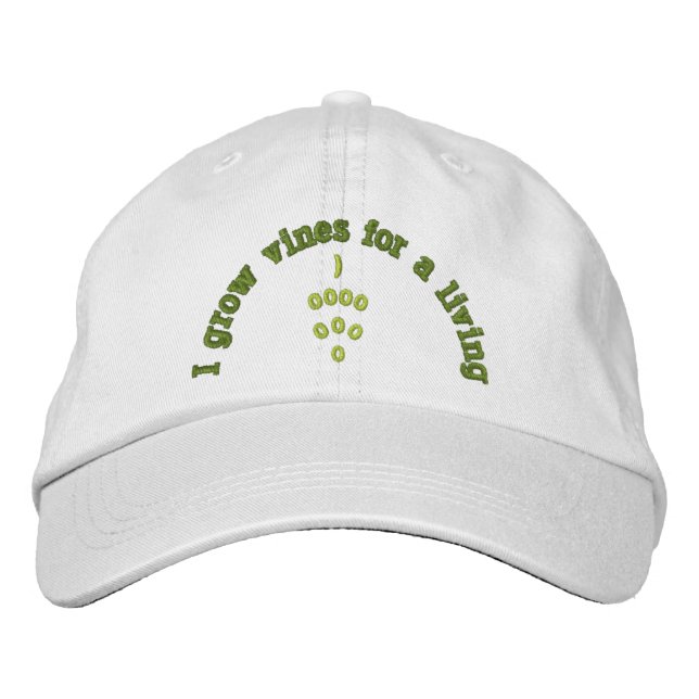 WINE MAKER, WINE MAKING, GRAPES, EMBROIDERED HAT (Front)