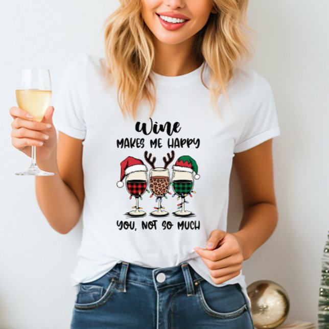 Wine Makes Happy Christmas T-Shirt (Creator Uploaded)