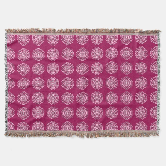 Wine Mandala Throw Blanket (Front)