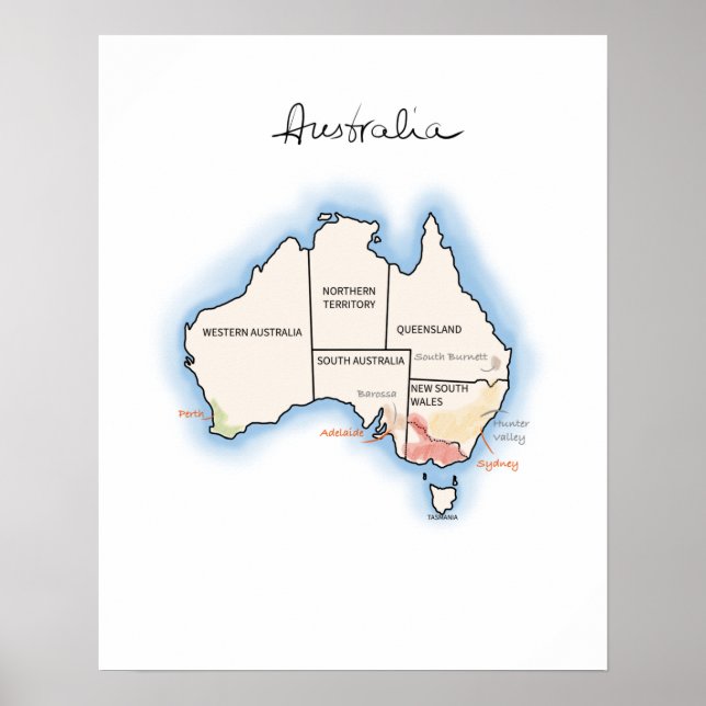 Wine map of Australia Poster (Front)