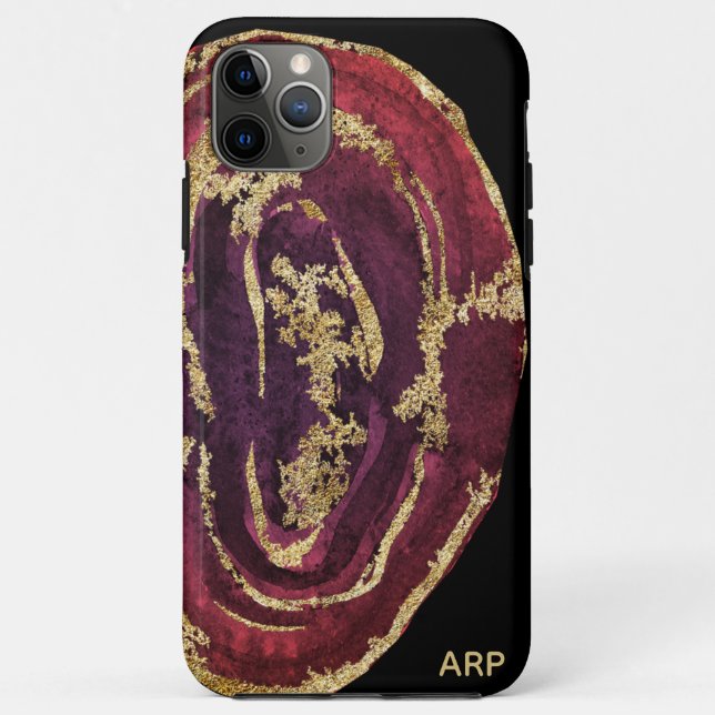 *~* Wine Maroon Burgundy Gold Glitter Case-Mate iPhone Case (Back)