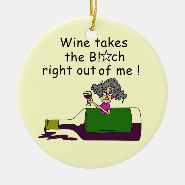 Wine Mellows Me Ceramic Tree Decoration (Front)