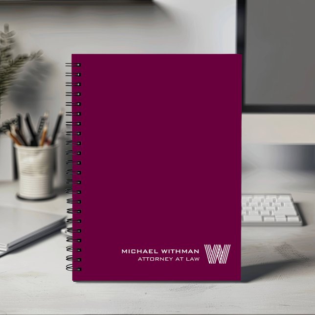 WINE Minimal Monogram Initial CORPORATE BUSINESS Notebook (Creator Uploaded)