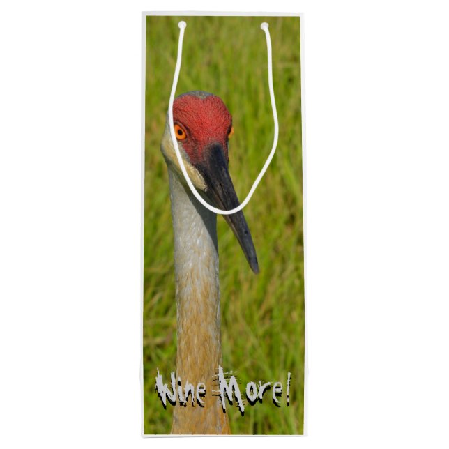 Wine More Whine Less Funny Sand Hill Crane Gift Bag (Back)
