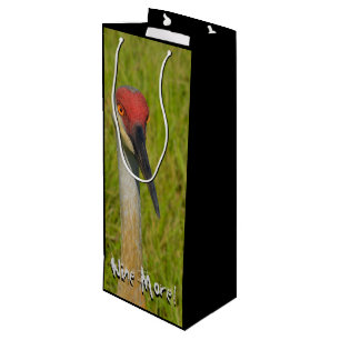 Wine More Whine Less Funny Sand Hill Crane Wine Gift Bag