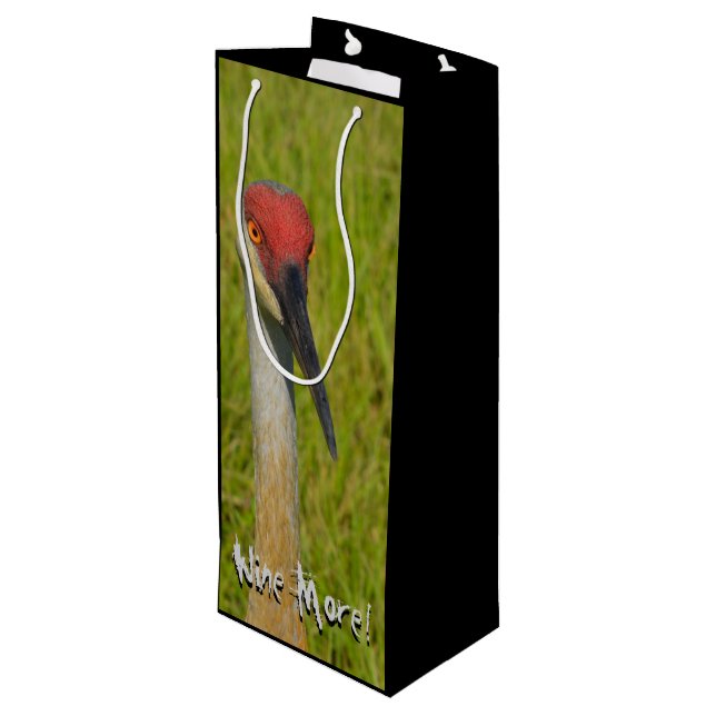 Wine More Whine Less Funny Sand Hill Crane Wine Gift Bag (Back Angled)