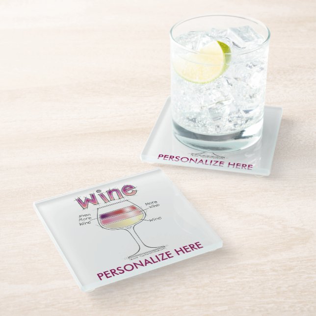 WINE, MORE WINE, EVEN MORE WINE GLASS COASTER (Angled)