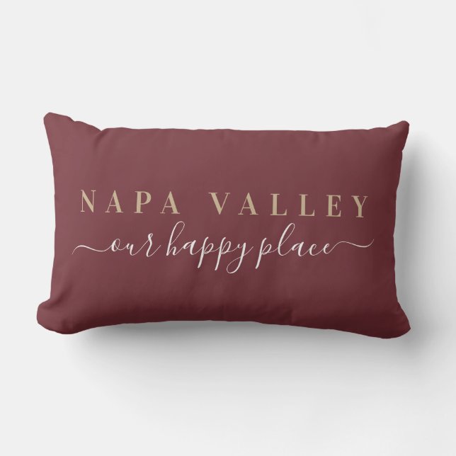 Wine Napa Valley Happy Place  Lumbar Pillow (Front)
