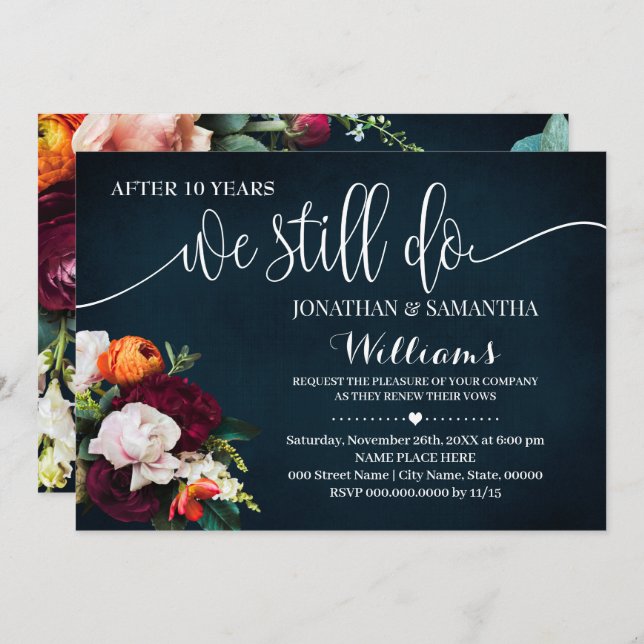 Wine Navy We Still Do Wedding Anniversary Invitation (Front/Back)