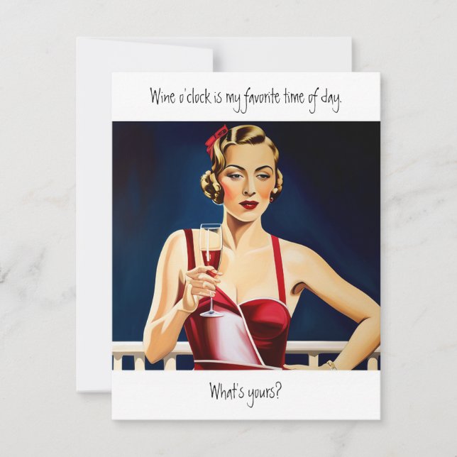 Wine O Clock funny quote Card (Front)