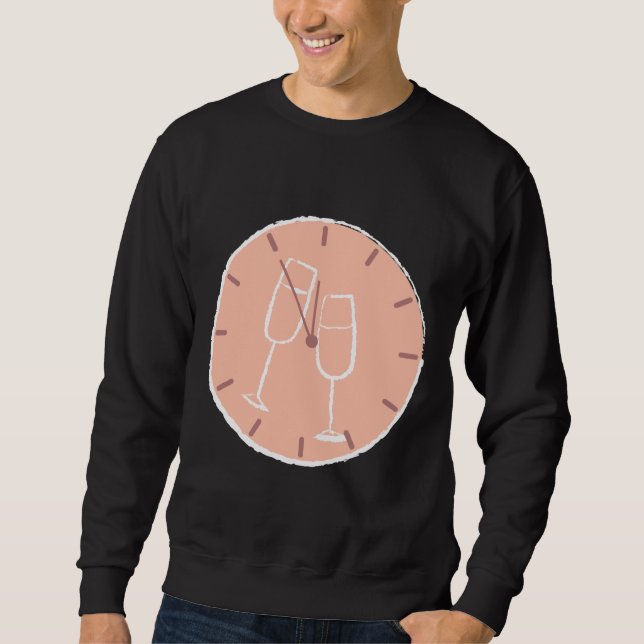 Wine O Clock White Glass No Text Sweatshirt (Front)