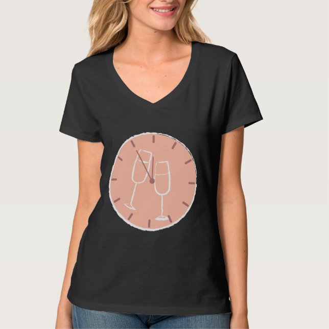 Wine O Clock White Glass No Text T-Shirt (Front)