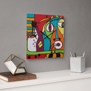 Wine O'Clock by ByOtherSide Square Wall Clock