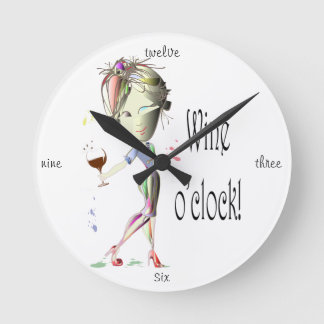 Wine o'clock! Humourous Wine saying gifts Round Clock