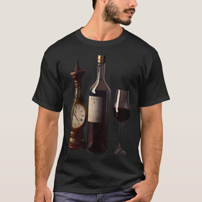 Wine O'Clock Red Wine Glass Bottle Drinking Cockta T-Shirt (Front)
