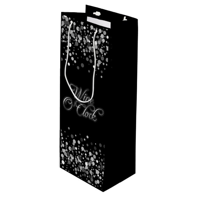 Wine O'Clock Silver Sparkle Gift Bag (Front Angled)