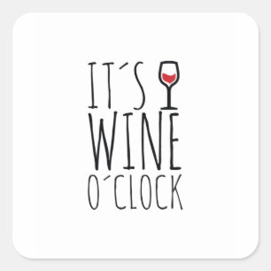 Wine o'clock square sticker
