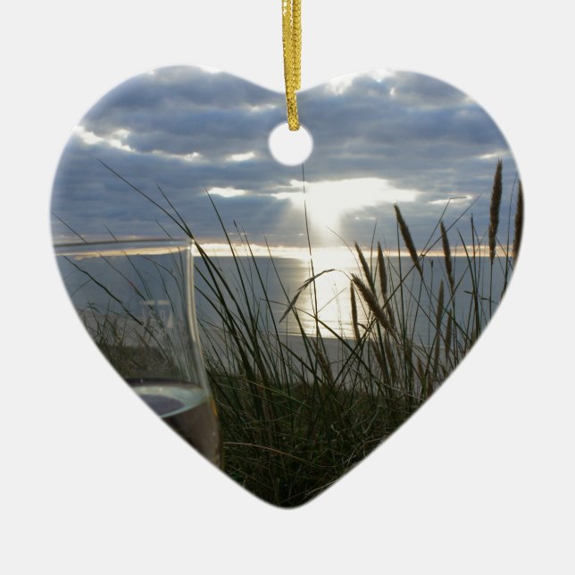 wine on the beach ceramic tree decoration (Front)