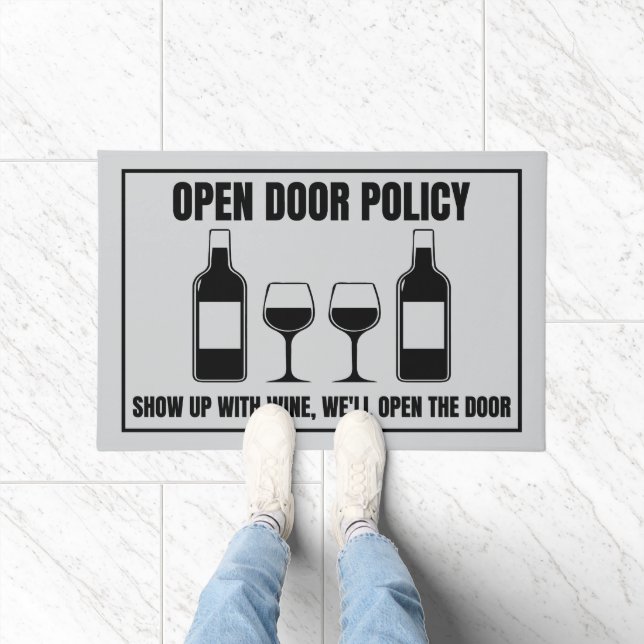 Wine Open Door Policy Doormat (Indoor)