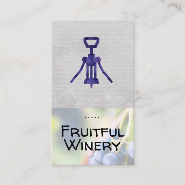 Wine Opener | Grapes on Vine | Sommelier Business Card (Front)