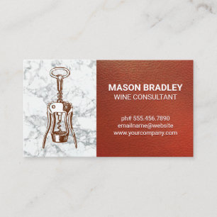 Wine Opener   Red Leather Marble Business Card